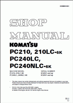 repair manual Komatsu Hydraulic Excavator PC210-6K, PC240LC-6K, PC240LC-6K, PC240NLC-6K