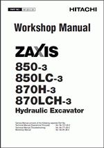spare parts catalog repair manual Hitachi Service Manual ZX850-3, ZX850LC-3, ZX870H-3, ZX870LCH-3 (ZAXIS)