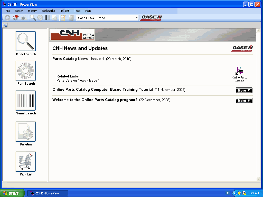 spare parts catalog CASE IH AG Europe 2010