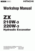spare parts catalog repair manual Hitachi Service Manual ZX-210W-3, ZX-220W-3 (ZAXIS)