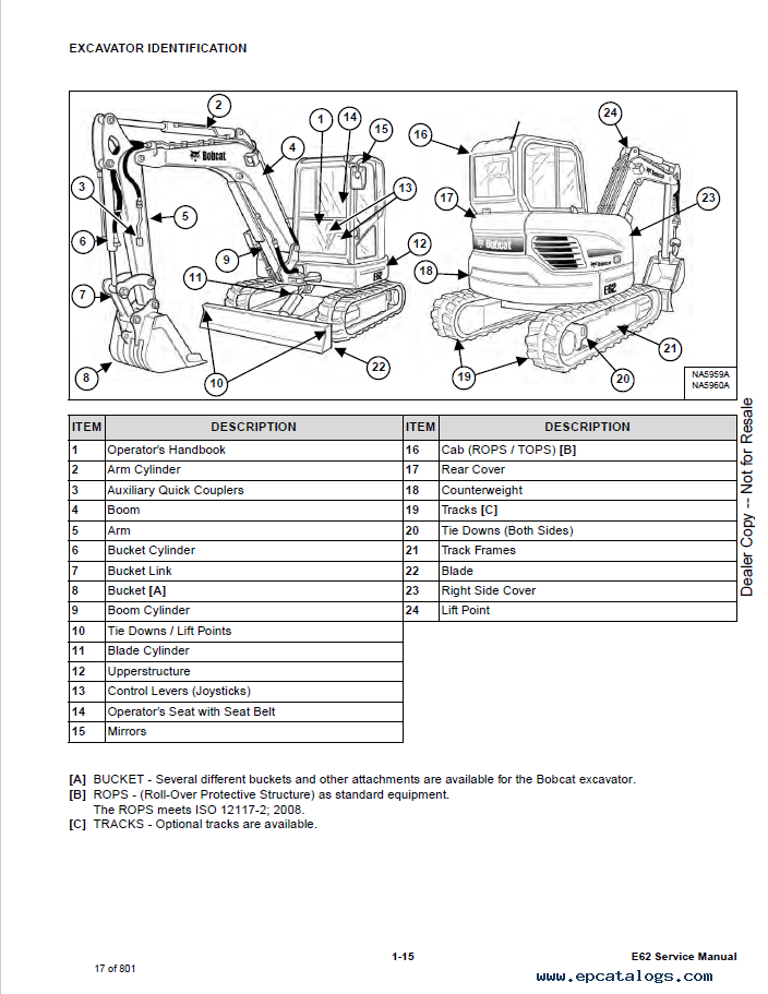 Bobcat E62 Compact Excavator Service Manual PDF Download