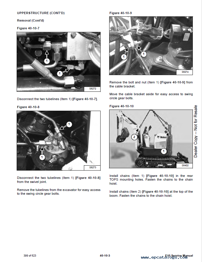 Bobcat E10 Compact Excavator Service Manual PDF Download