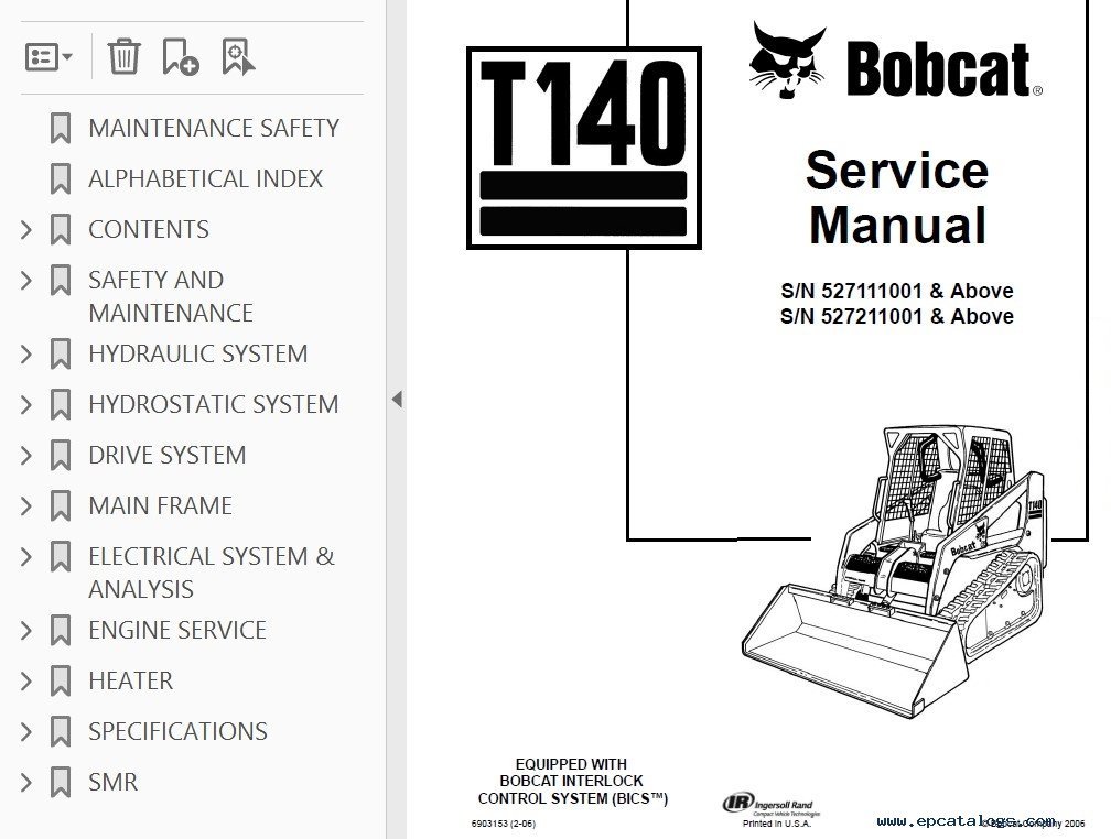 Bobcat T140 Compact Track Loader Service Manual PDF bobcat s130 wiring diagram 