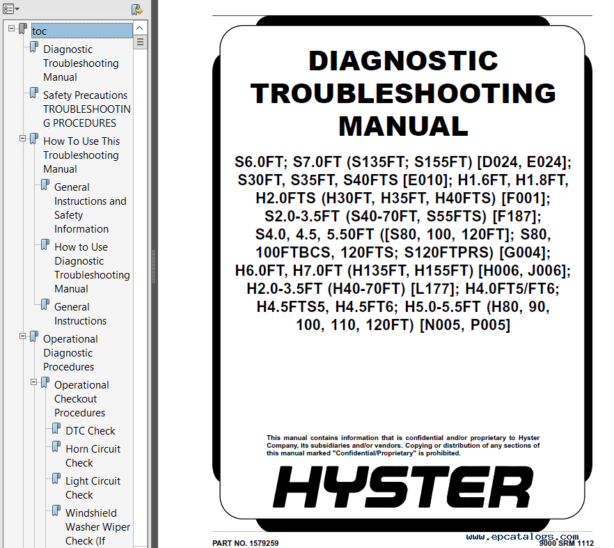 Hyster Class 4 D024 S135FT S155FT Engine Trucks PDF hyster wiring schematics 