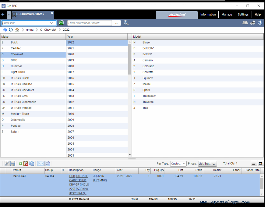 General Motors North America (GMNA) EPC 2024