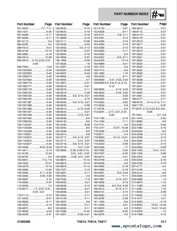 Download Cat Telehandler TH414 TH514 TH417 Parts Manual