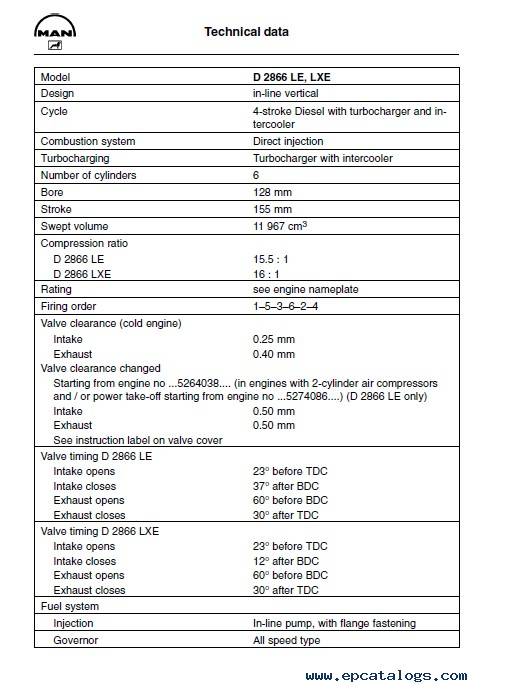 Download Man Engine D/E/TE/LE/LXE Operating Instructions