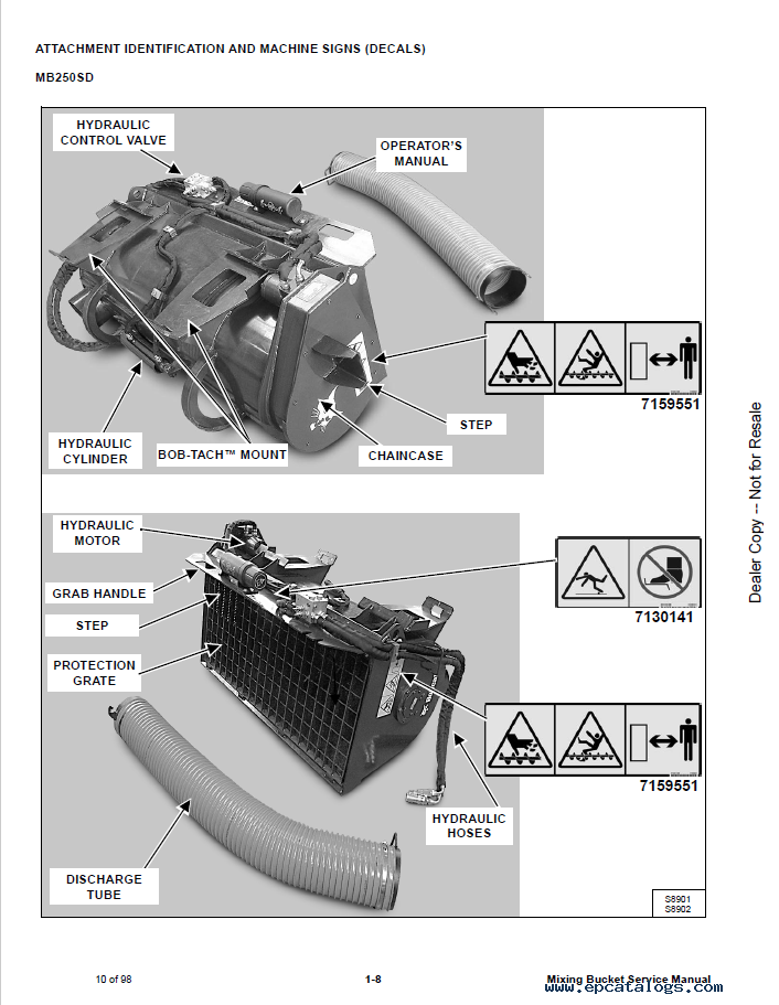 Bobcat Mixing Bucket MB200SD/250SD/600L Service Manual