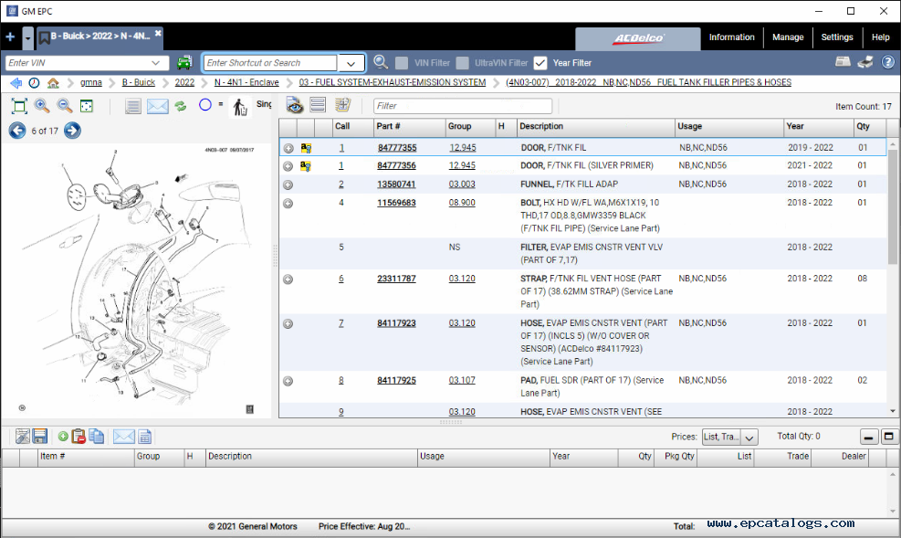General Motors North America (GMNA) EPC 2021