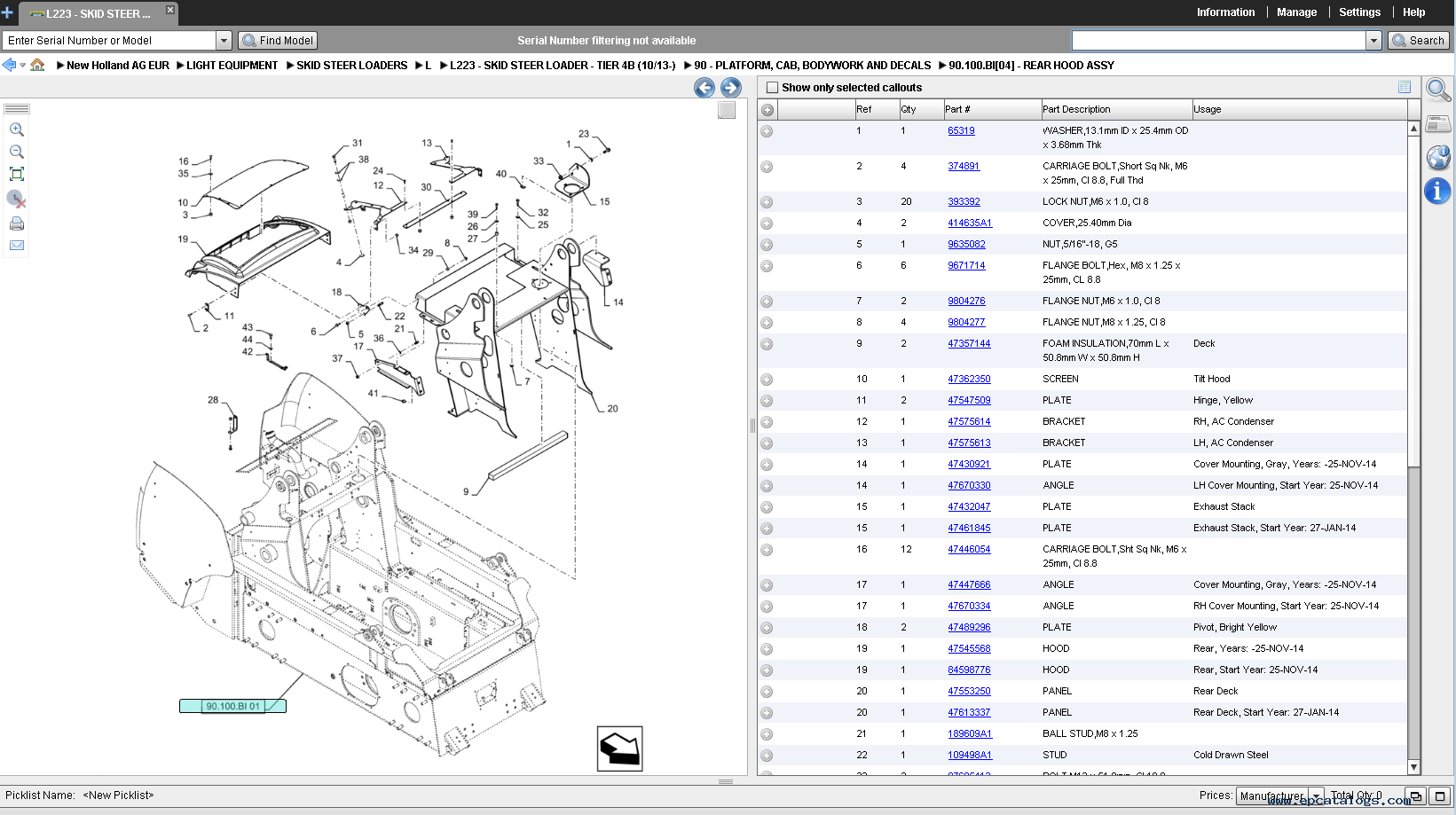New Holland AG Europe Spare Parts Catalog 07/2015 Download
