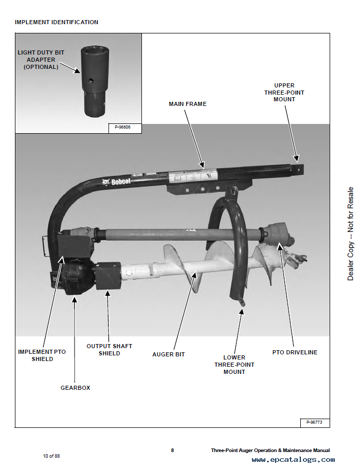 Bobcat ThreePoint Auger 3PTA Manual PDF Download