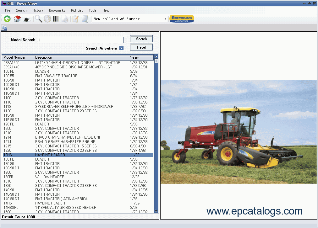 New Holland Agriculture Europe 2010 Spare Parts Catalog Download