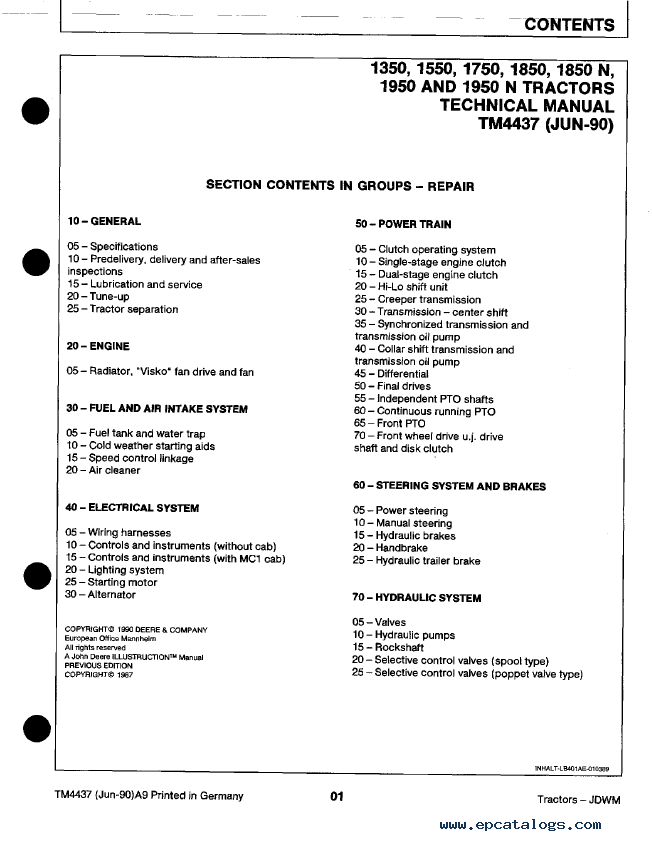 John Deere Model 50 Tractor Parts Manual Catalog: John Deere Manuals:  0766742552213: : Books