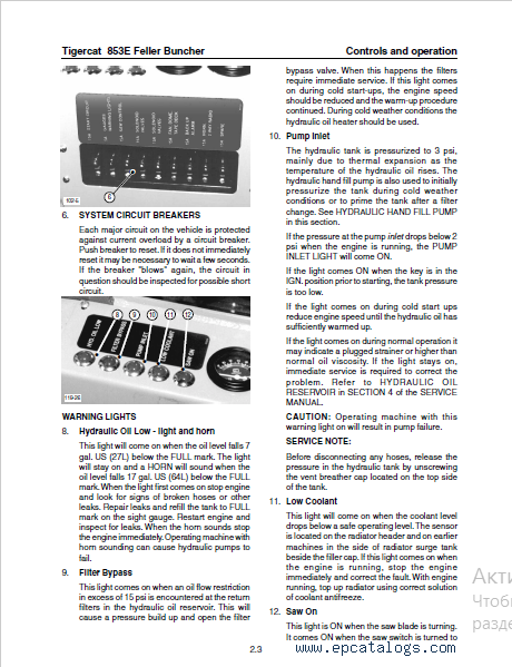 Tigercat 853E Feller Buncher Operators and Service Manual