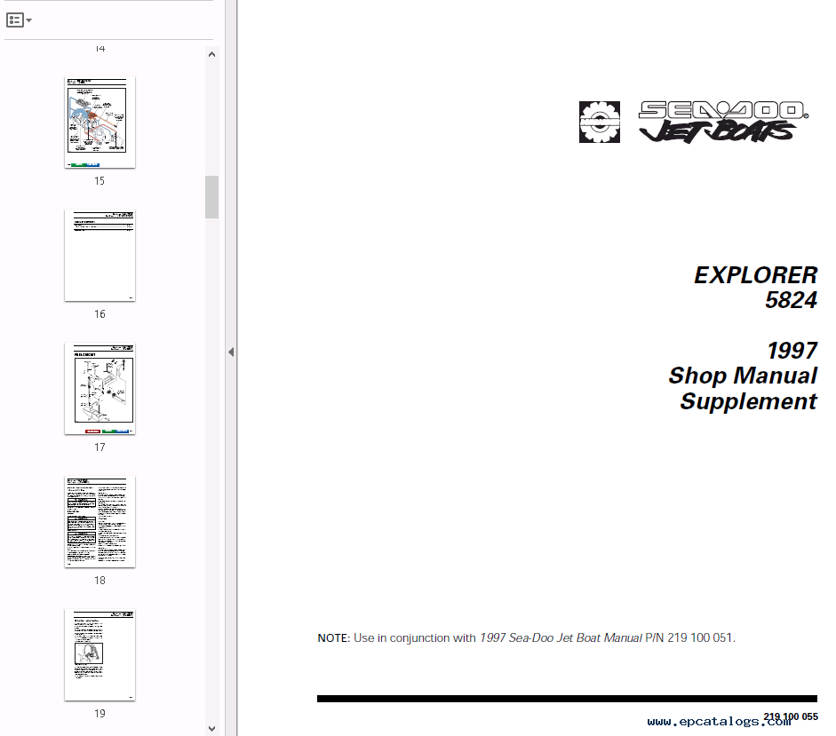 Sea-Doo 2002 Speedster, Challenger 1800 & 2000, X20 Shop Repair Manual 219100162