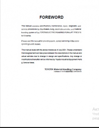 repair manual Toyota Electric Powered Forklift 7FBCU15 40 55 series Repair Manual PDF