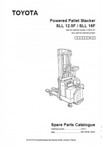spare parts catalog Toyota Powered Pallet Stacker SLL 12.5F/SLL 16F Spare Parts Catslog PDF