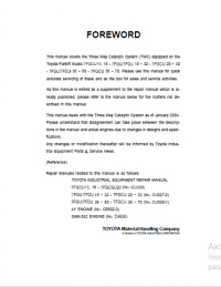 repair manual Toyota Forklift trucks 7FGCU15, 18, 20 - 32, 35 - 70, 7FGUl7FDU 15 - 32, 35 - 80 Repair Manual PDF