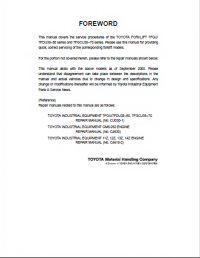 repair manual Toyota Forklift 7FGU, 7FDU35~80 series and 7FGCU35~70 series Repair Manual PDF
