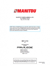 spare parts catalog Manitou MRT 2150 E3 Transmission Sauer PRIVILEGE Parts Catalog Manual PDF