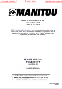 spare parts catalog Manitou Forklift MLA628 - 120 LSU POWERSHIFT Series 3-E2 Parts Catalog PDF