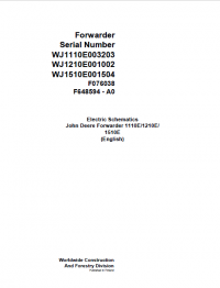 repair manual John Deere Forwarder 1110E 1210E 1510E F076038 A0 Electric Schematic 2008
