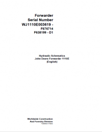 repair manual John Deere Forwarder 1110E F676714 D1 2008 Hydraulic Schematic Manual PDF