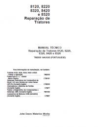 repair manual John Deere Tractors 8120, 8220 8320, 8420 e 8520 Repair Technical Manual PDF