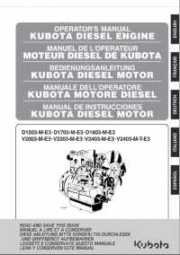 repair manual Kubota Diesel Engine D1503/1703/1803-M-E3, V2003/2203/2403-M-(T)-E3 Operators Manual PDF