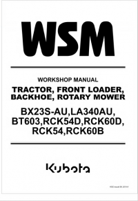 repair manual Kubota BX23S-AU, LA340AU, BT603, RCK54D, RCK60D, RCK54, RCK60B Workshop Manual PDF