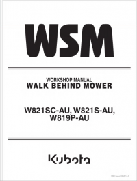repair manual Kubota Walk Behind Mower W821SC-AU, W821S-AU, W819P-AU Workshop Manual PDF