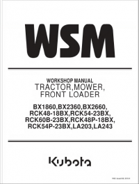 repair manual Kubota BX1860/2360/2660, RCK48-18/54-23/60B-23/48P-18/54P-23BX,LA203-243 Workshop Manual