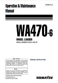 repair manual Komatsu WA470-6 Wheel Loader Set of Operation and Maintenance Manuals PDF