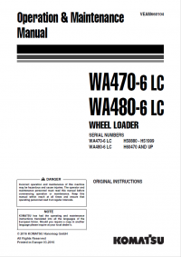 repair manual Komatsu WA470-6LC, WA480-6LC Wheel Loader Operation and Maintenance Manual PDF