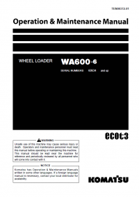 repair manual Komatsu WA600-6 Wheel Loader Set of Operation and Maintenance Manuals PDF