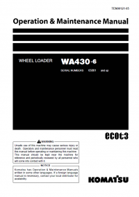 repair manual Komatsu Wheel Loader WA430-6 Set of Operation and Maintenance Manuals PDF