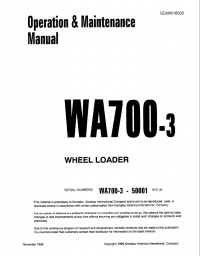 repair manual Komatsu Wheel Loader WA700-3 Set of Operation and Maintenance Manuals PDF