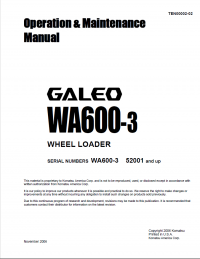 repair manual Komatsu Galeo WA600-3 Wheel Loader Operation and Maintenance Manual PDF