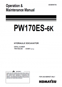 repair manual Komatsu PW170ES-6K Hydraulic Excavator Operation and Maintenance Manual PDF