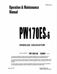 repair manual Komatsu PW170ES-6 Hydraulic Excavator Operation and Maintenance Manuals PDF