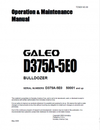 repair manual Komatsu Galeo Bulldozer D375A-5EO Set of Operation and Maintenance Manuals PDF