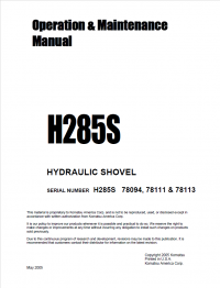 repair manual Komatsu Hydraulic Shovel H285S Set of Operation and Maintenance Manuals PDF