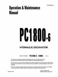 repair manual Komatsu Galeo Hydraulic Excavator PC1800-6 Set of Operation and Maintenance Manual PDF