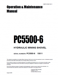 repair manual Komatsu Hydraulic Mining Shovel PC5500-6 Set of Operation and Maintenance Manuals PDF