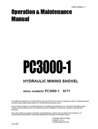 repair manual Komatsu Hydraulic Mining Shovel PC3000-1 Set of Operation and Maintenance Manuals PDF