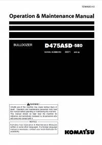 repair manual Komatsu Bulldozer D475ASD-5EO Set of Operation and Maintenance Manuals PDF