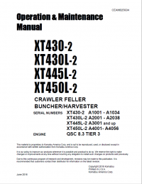 repair manual Komatsu Crawler Feller Bunchers XT430-2. XT430L-2, XT445L-2, XT450L-2 Set of Manuals PDF