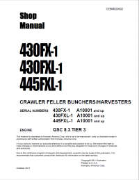 repair manual Komatsu Crawler Feller Bunchers/Harvesters 430FX/FXL-1, 445FXL-1 Shop Manual PDF