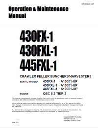 repair manual Komatsu Crawler Feller Bunchers 430FX-1, 430FXL-1, 445FXL-1 Operation and Maintenance Manual PDF