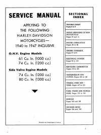 repair manual Harley Davidson O.H.V. & Side Valve Engine Models 1940-1947 Service Manual PDF